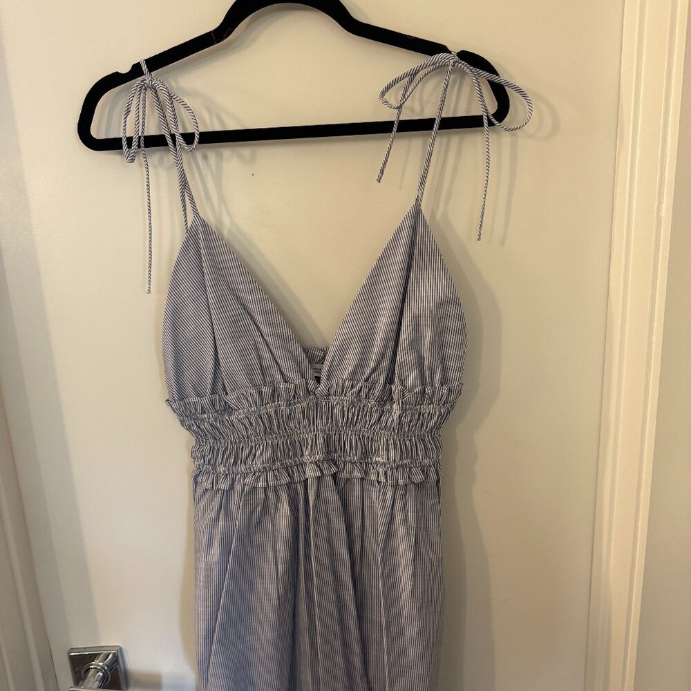 Zara striped mini dress in blue and white, tie straps, M